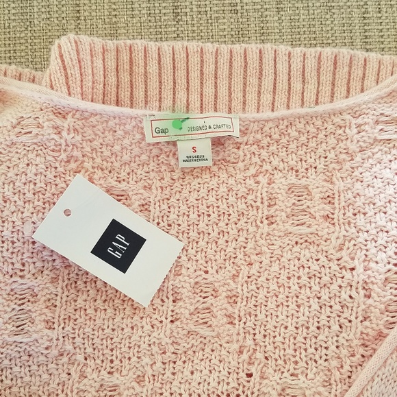 gap cable soft vee sweater pink heather S nwt - Picture 4 of 4